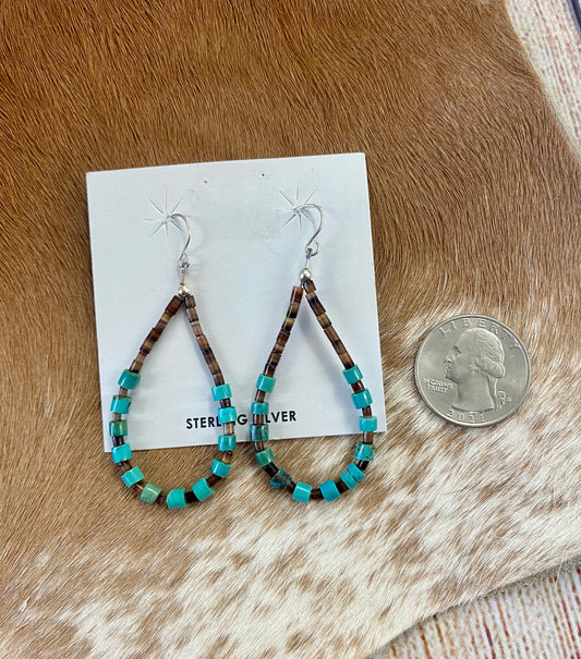 Turquoise Heishe Teardrop Earrings