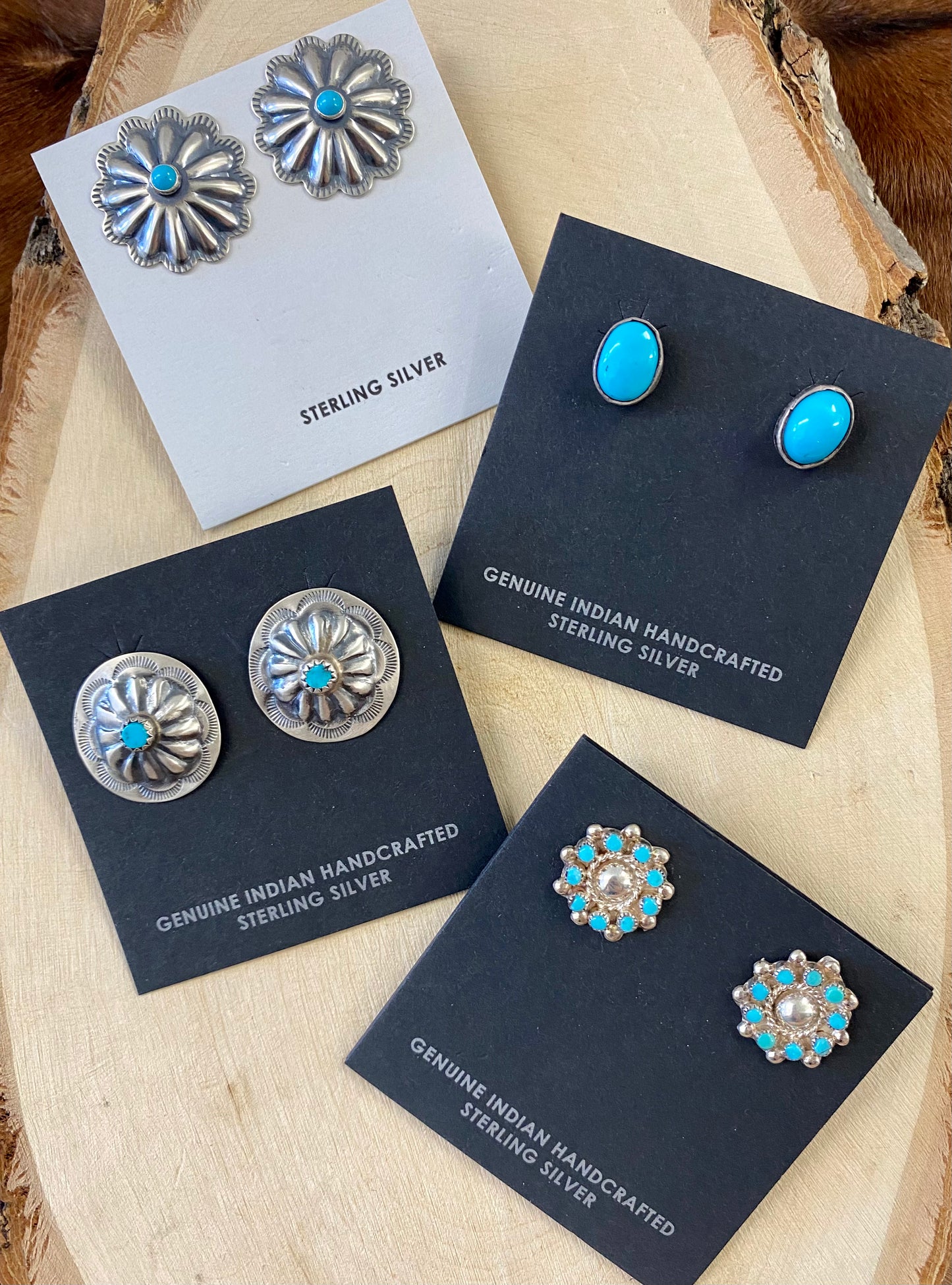 Concho Earrings With Turquoise