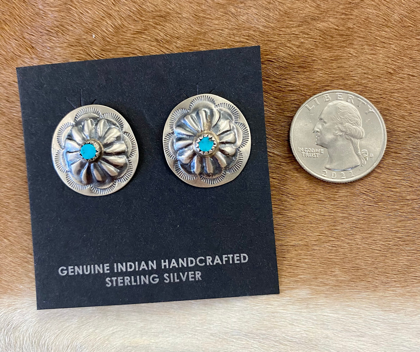 Concho Earrings With Turquoise