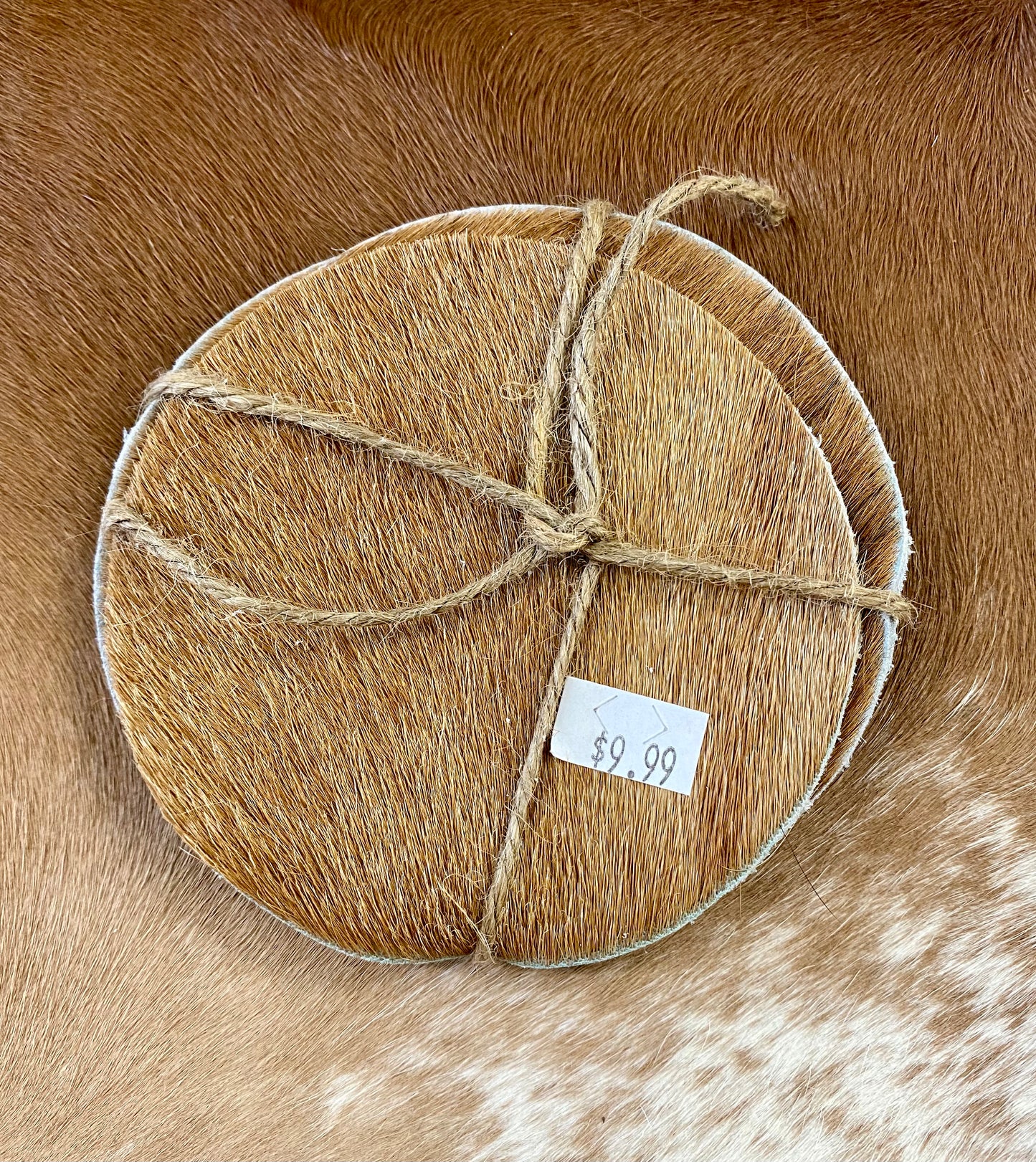 Set of 4 Cowhide Coasters