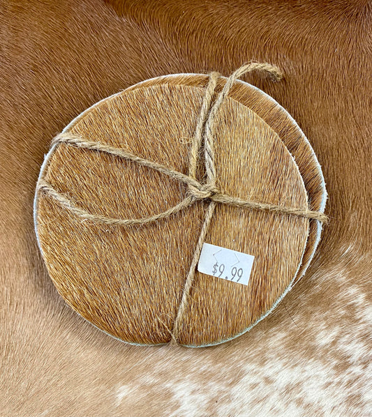Set of 4 Cowhide Coasters