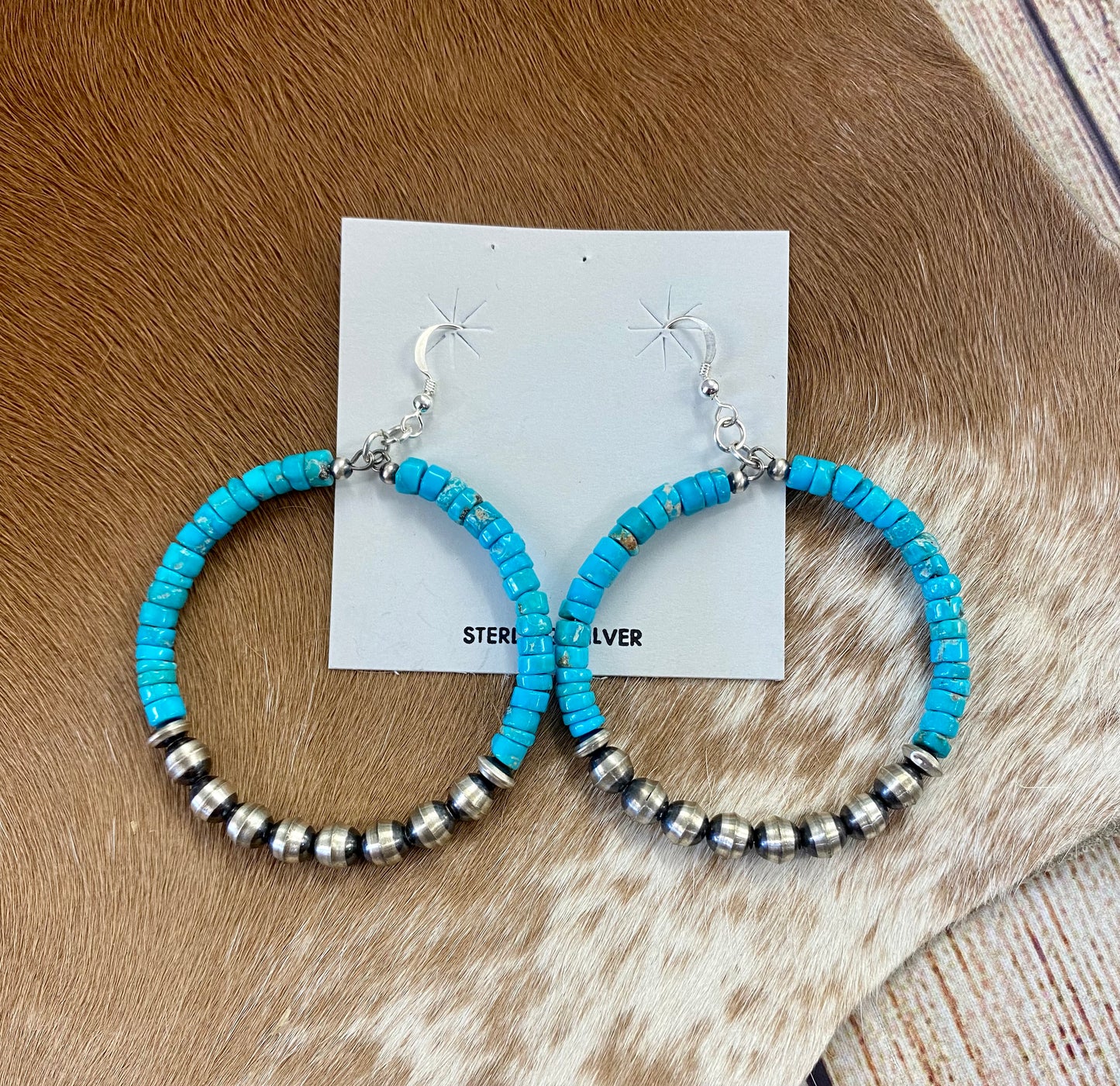 Turquoise Beaded Hoop Earrings