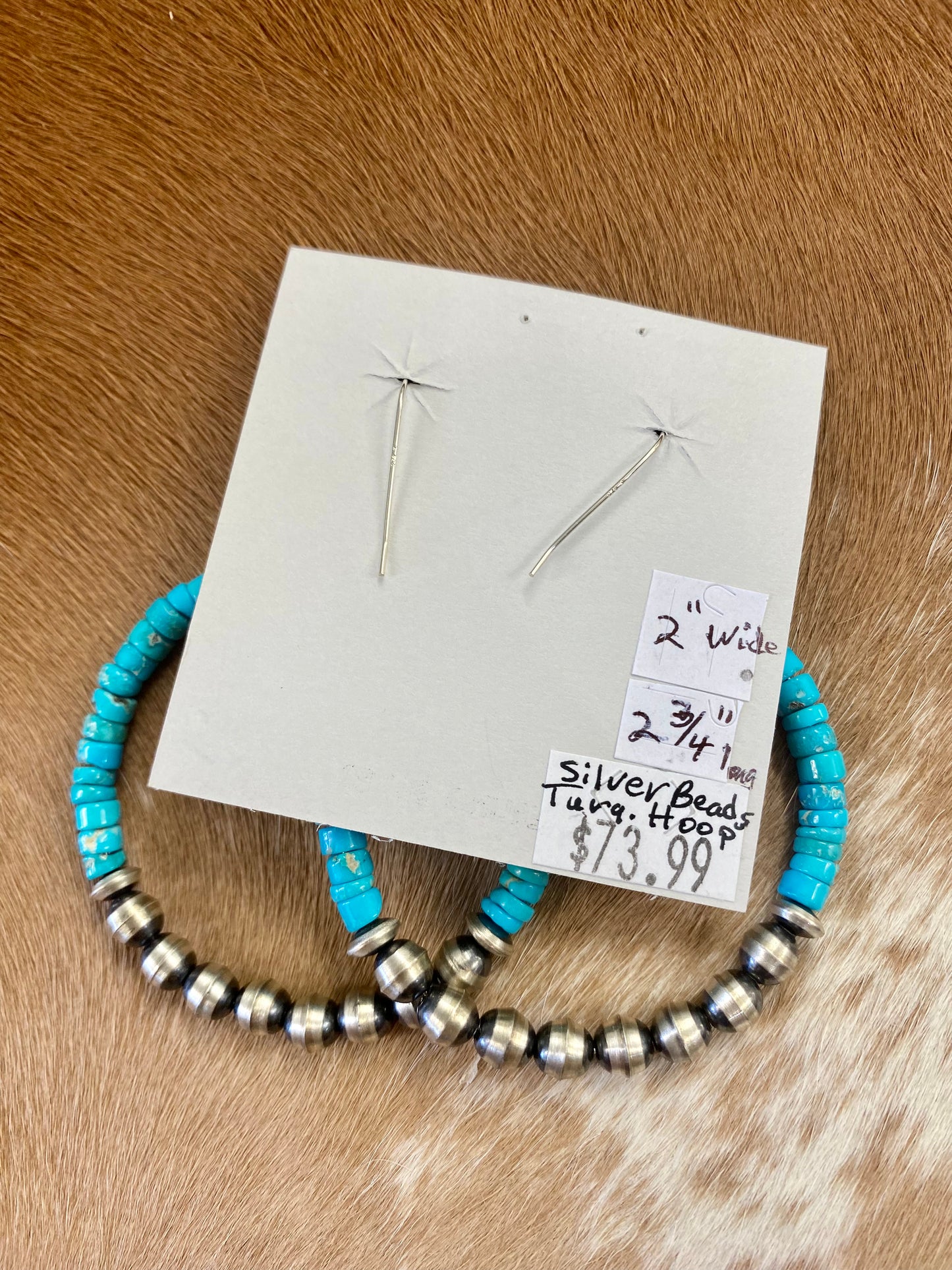 Turquoise Beaded Hoop Earrings