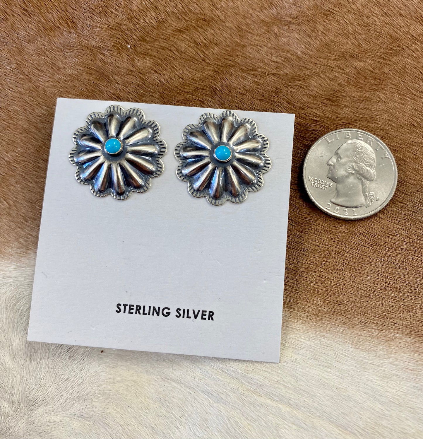 Turquoise Flower Stud Earrings