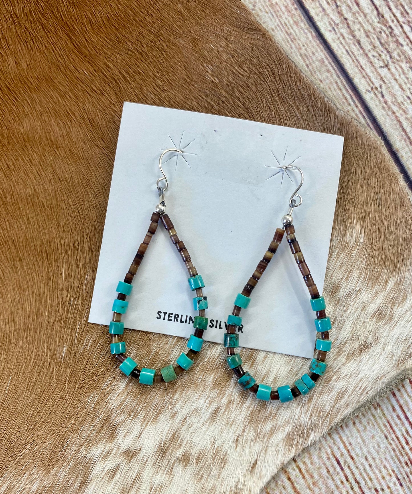 Turquoise Heishe Teardrop Earrings