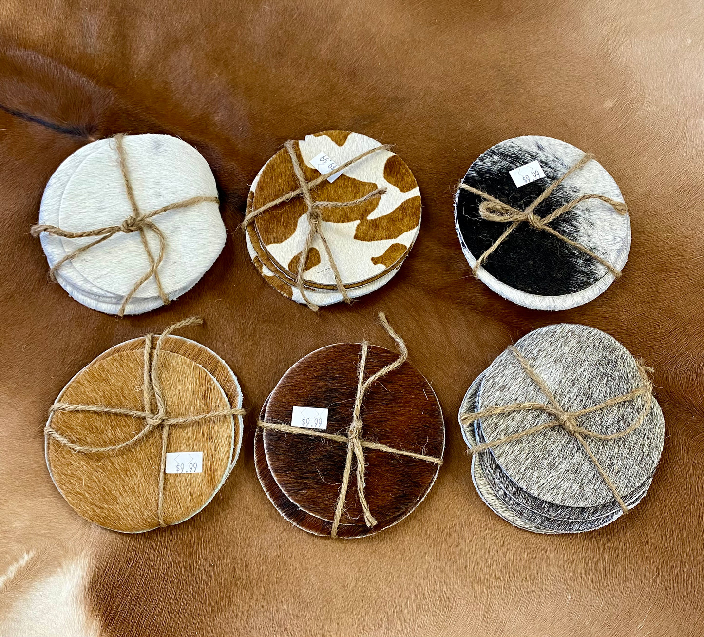Set of 4 Cowhide Coasters