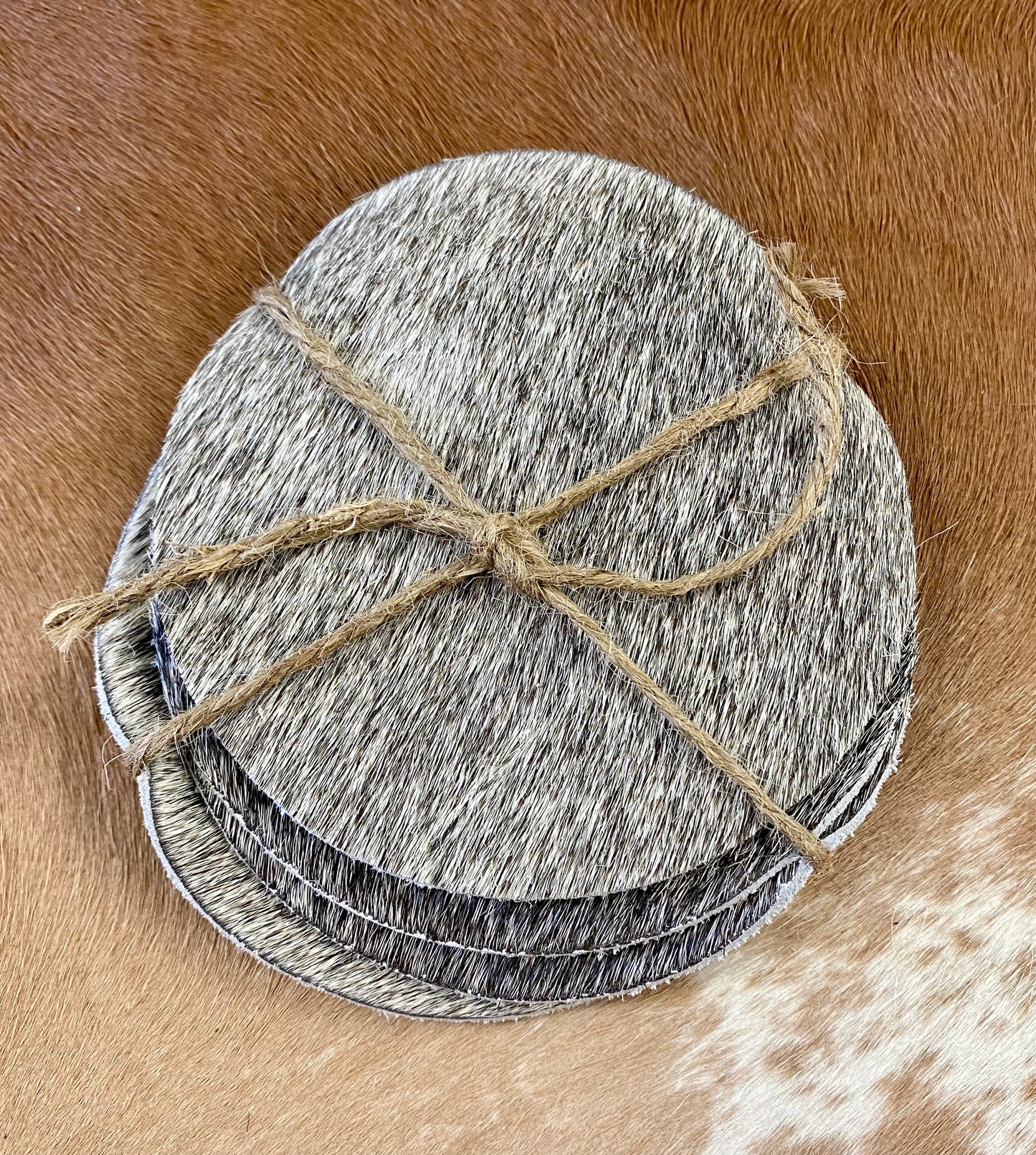 Set of 4 Cowhide Coasters