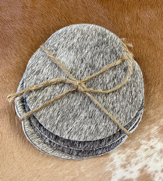 Set of 4 Cowhide Coasters