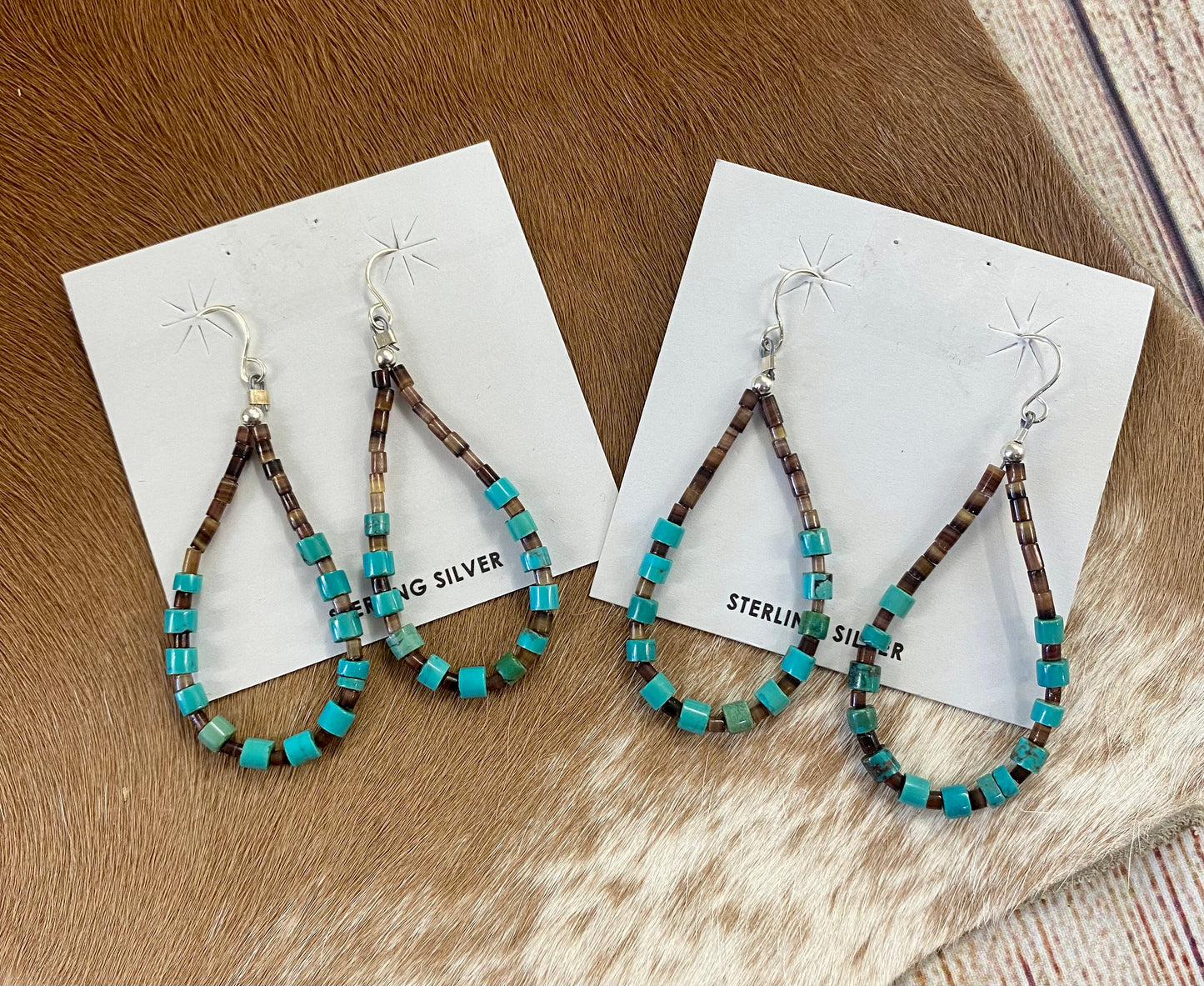 Turquoise Heishe Teardrop Earrings