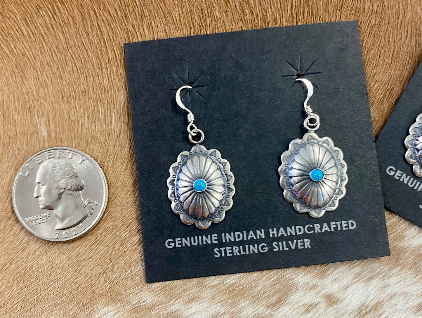 Turquoise Concho Earrings