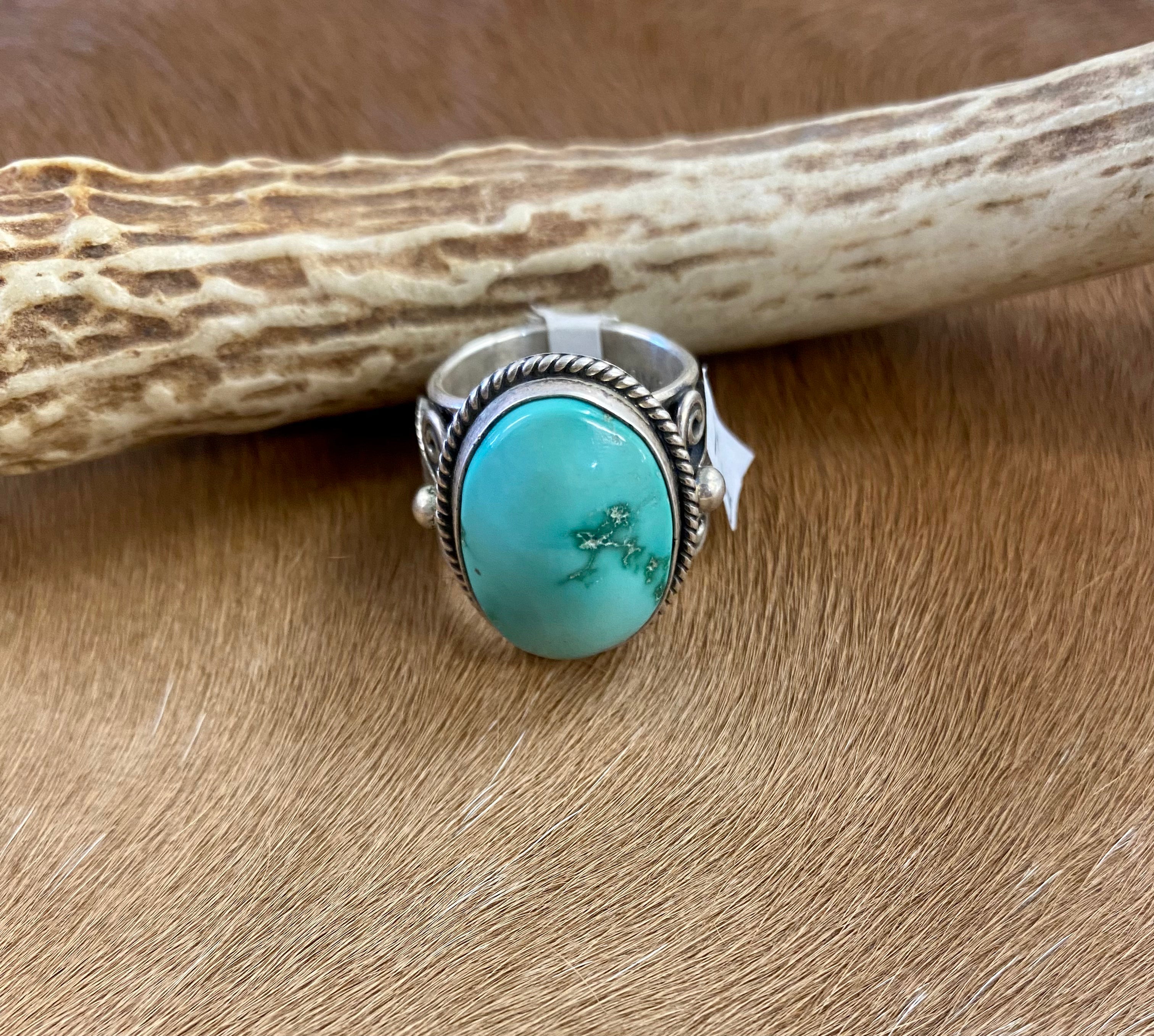 アフガンノマドリングＤ Turquoise Oval Ring By Donovan Cadman – NY Texas Style Boutique