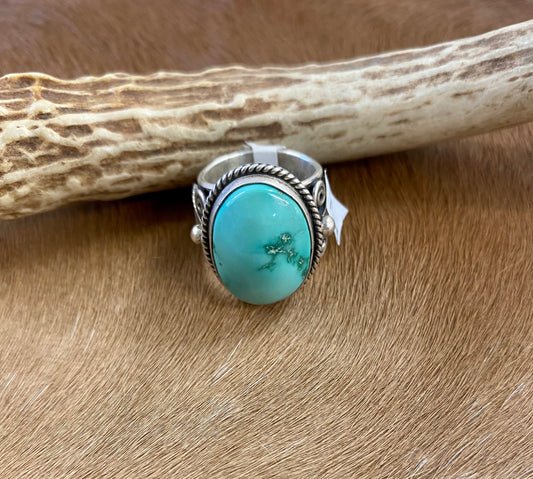 Turquoise Oval Ring (Size 6.5) By Donovan Cadman