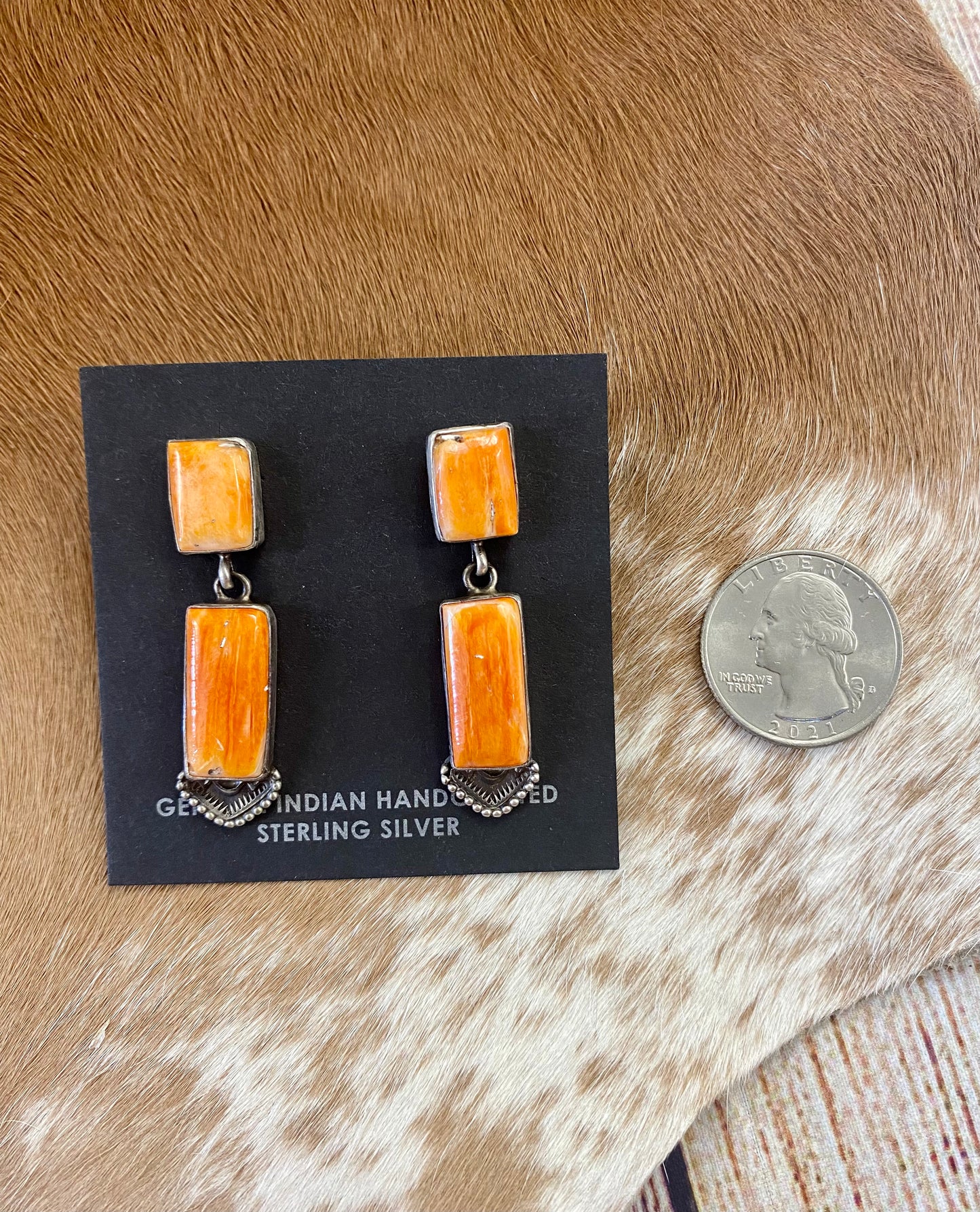 Orange Spiny Oyster Earrings