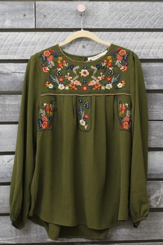 The Rio Rancho Olive Blouse - NY Texas Style Boutique