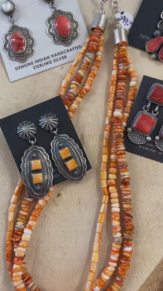 The Laney Orange Spiny Earrings By Darrell Cadman
