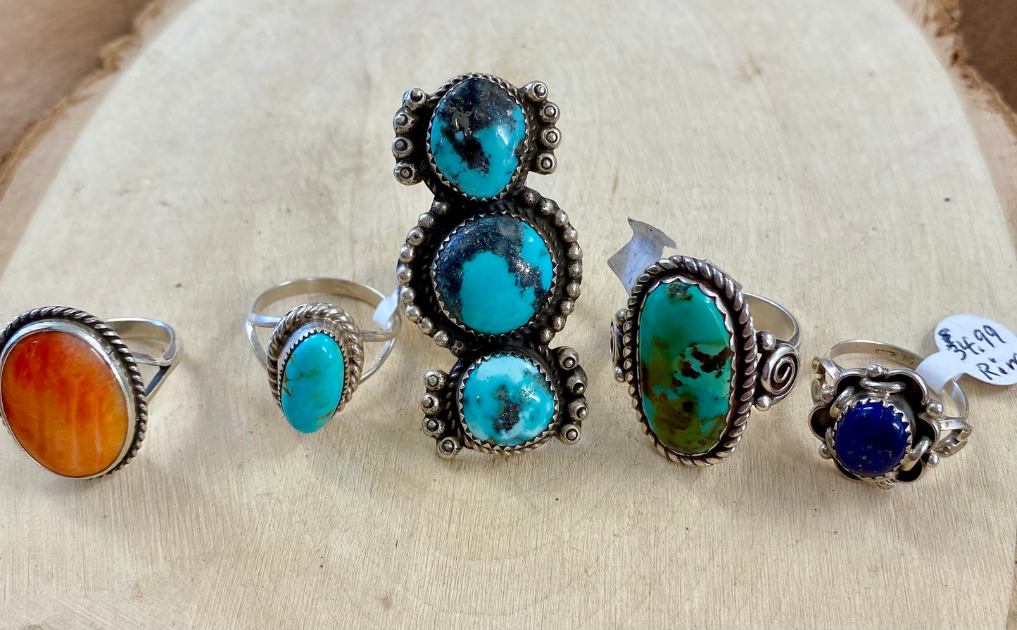The Triple Stone Turquoise Ring (Size 8.5)