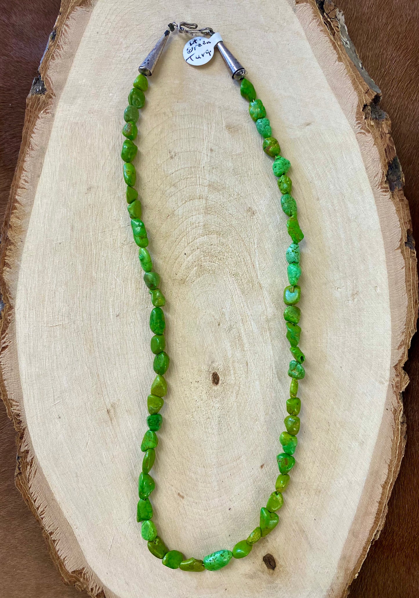 Authentic light green turquoise sterling silver 18” inch length beaded single strand necklace with hook clasp. The perfect piece of jewelry to add to your jewelry collection. Wear alone or layered with other necklaces. Add a pendant for a different look. This necklace will be a wonderful gift to a loved one or yourself!