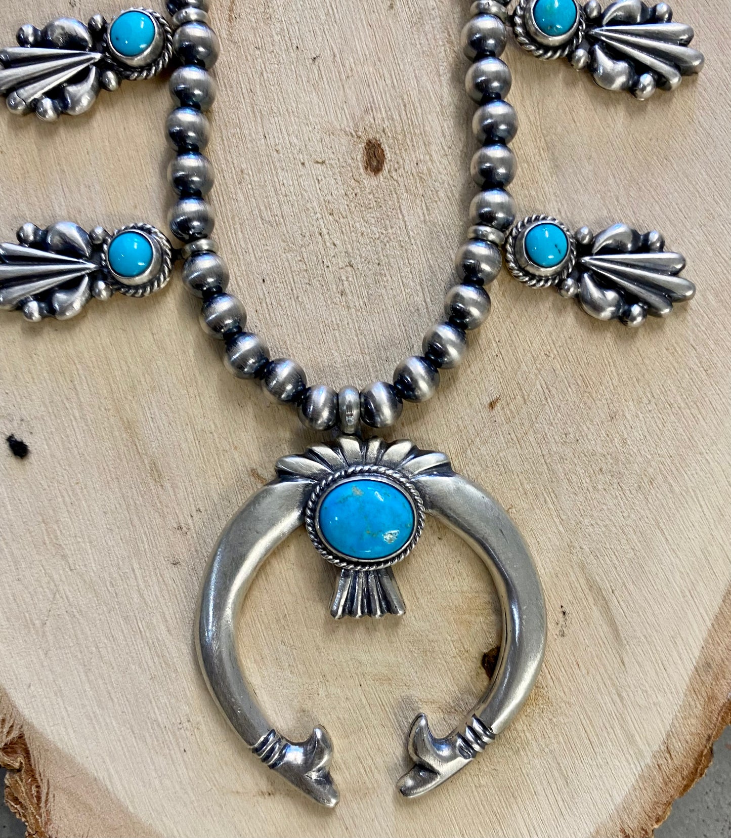 The Ringo Turquoise Squash Blossom Necklace By Running Bear