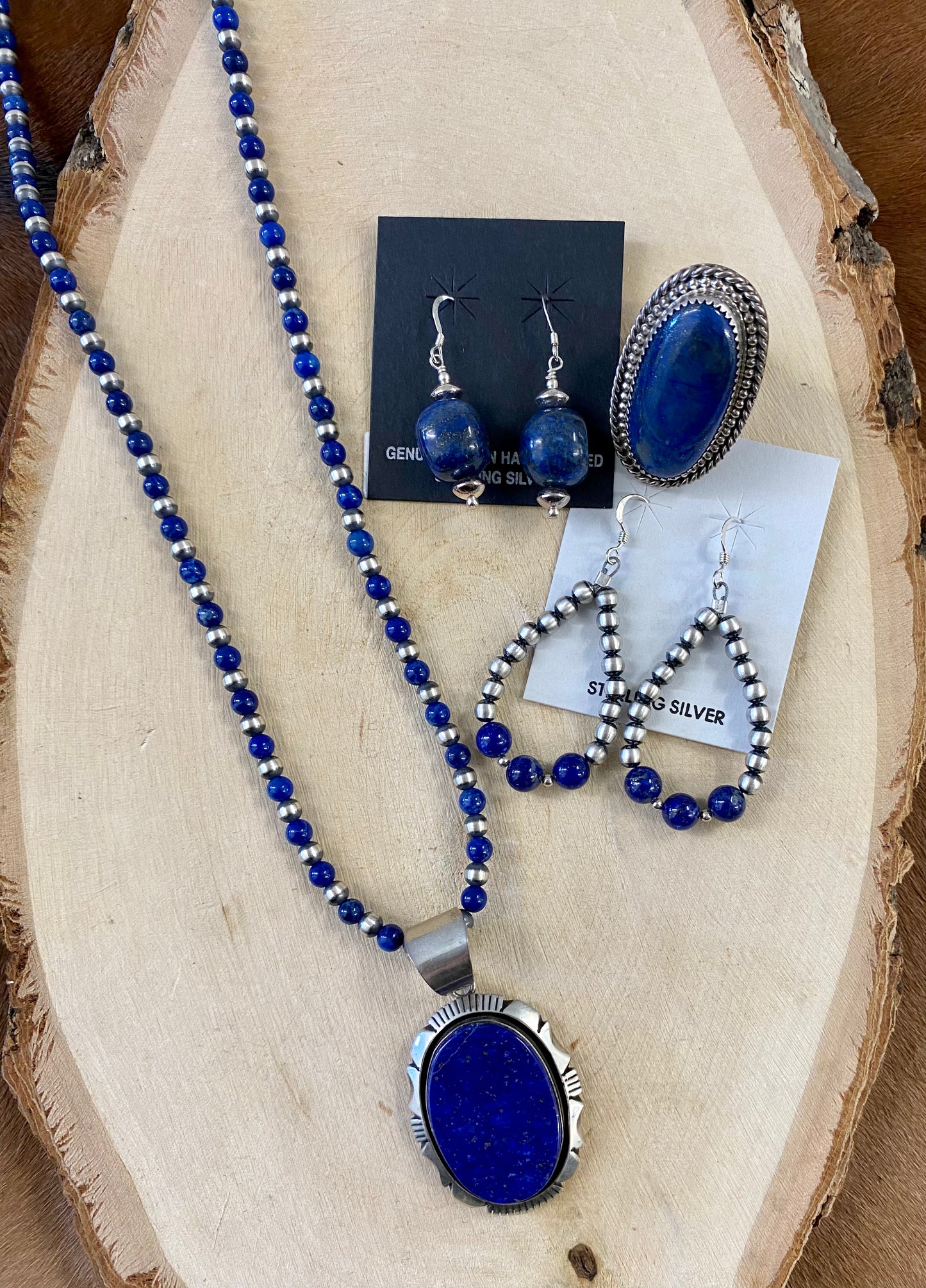 The Amelia 20” Inch Lapis and Navajo Pearl Necklace