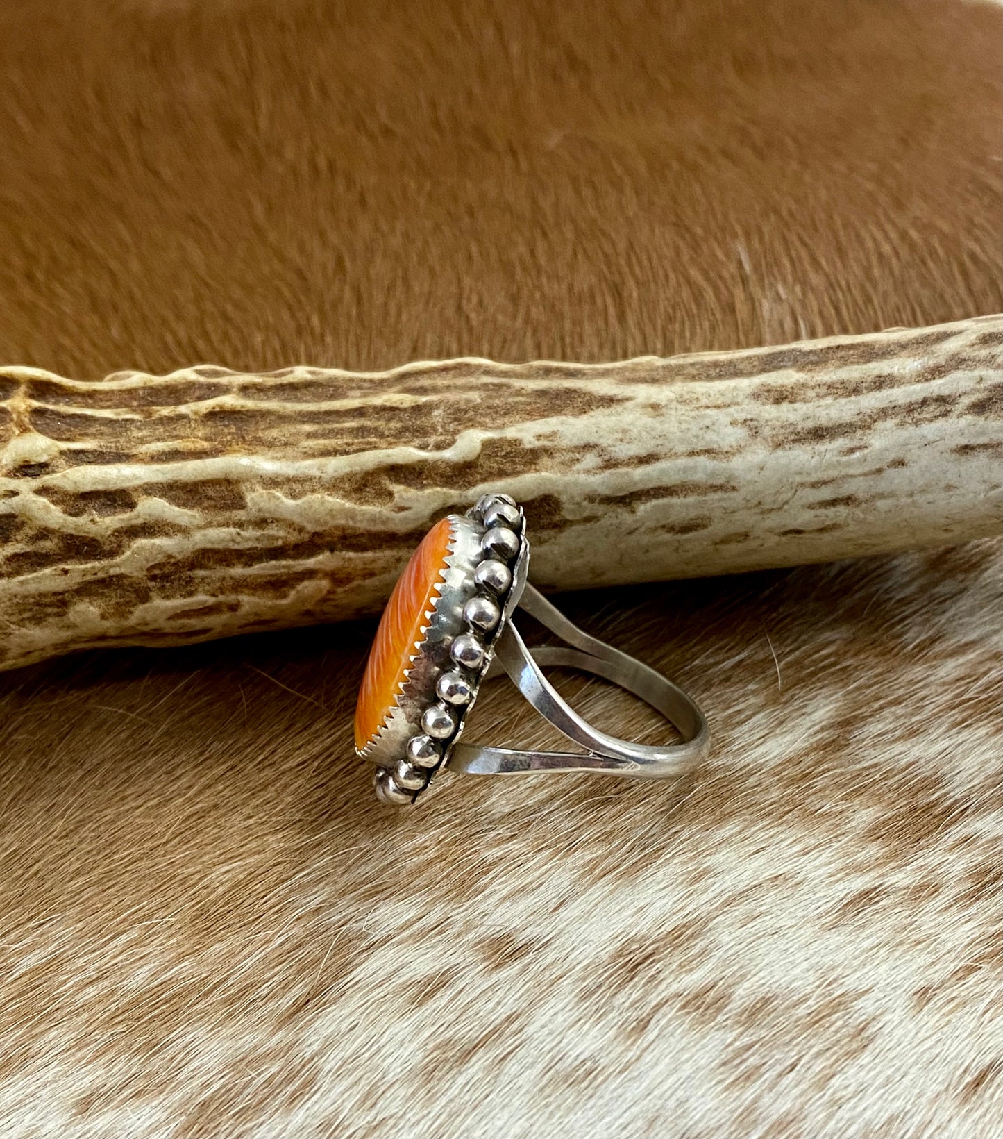 The Olsen Orange Spiny Ring (Size 8)