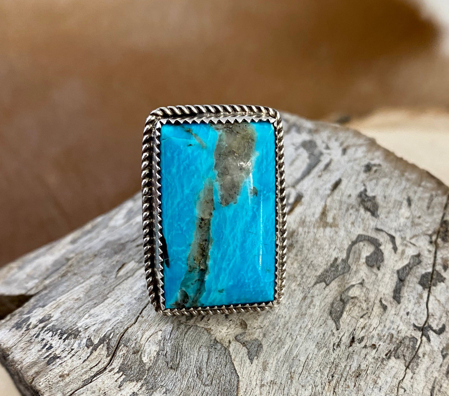 The Blaine Large Turquoise Rectangle Ring - Ny Texas Style Boutique