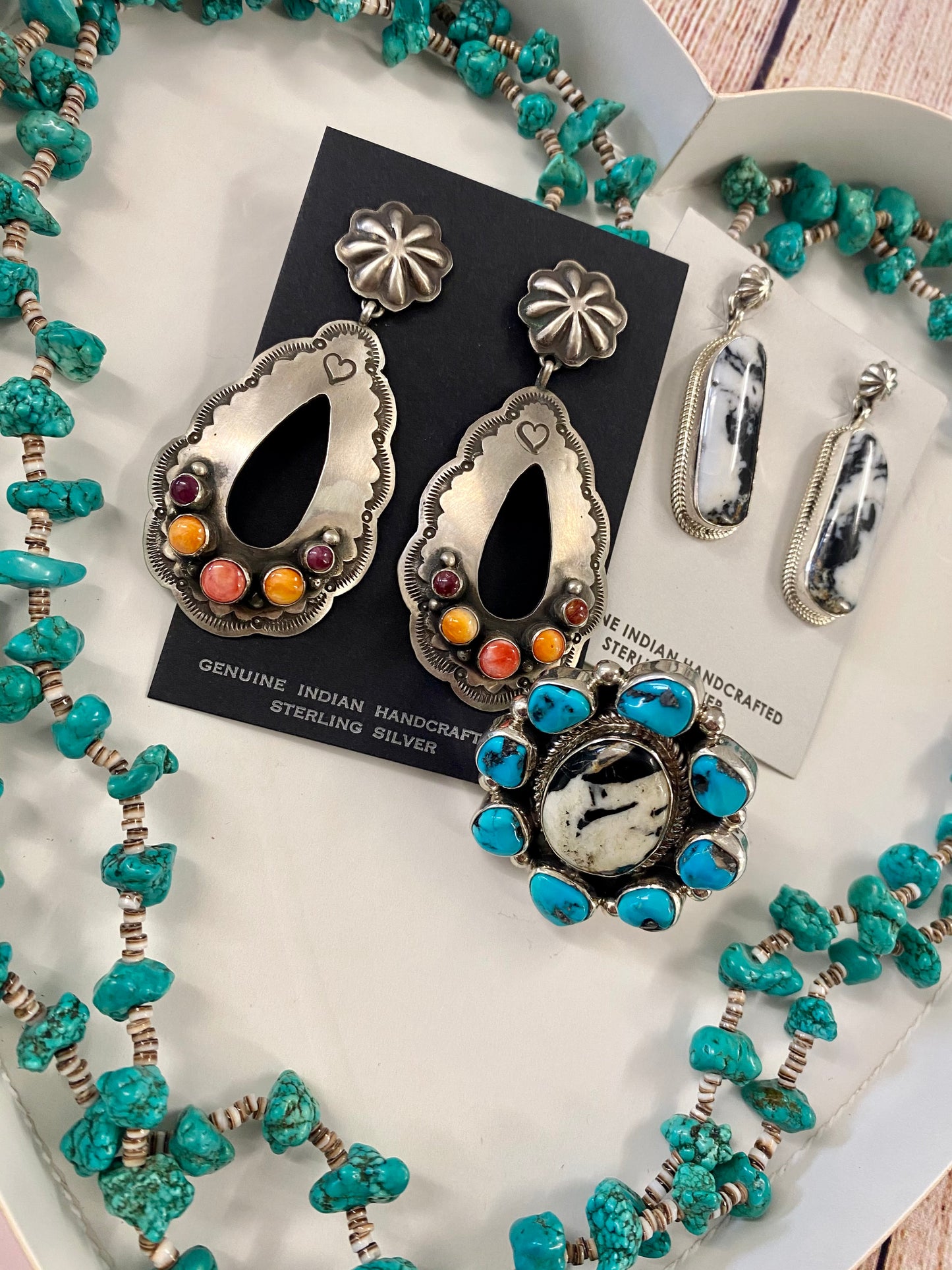 The Turquoise & White Buffalo Ring (Adjustable) Signed By B. Shorty