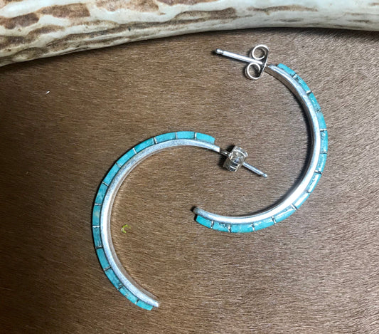Neon Blues Post Inlaid Turquoise Earrings - Ny Texas Style Boutique