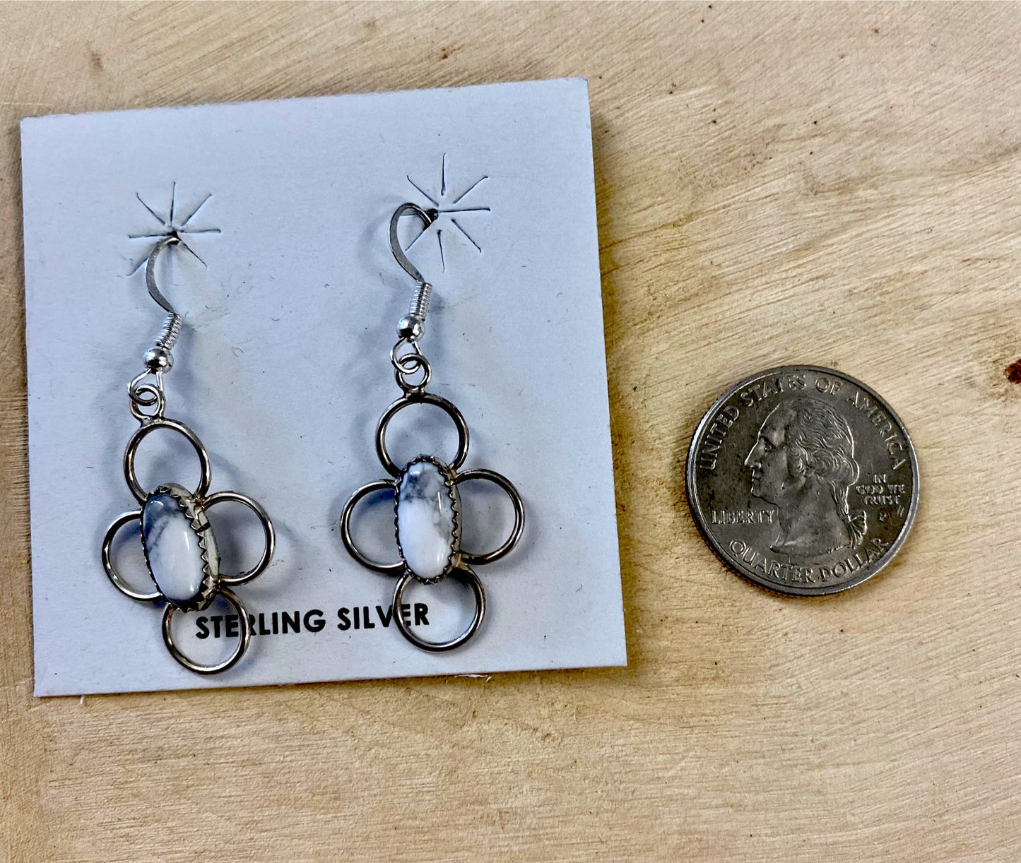The Barb White Silver Earrings