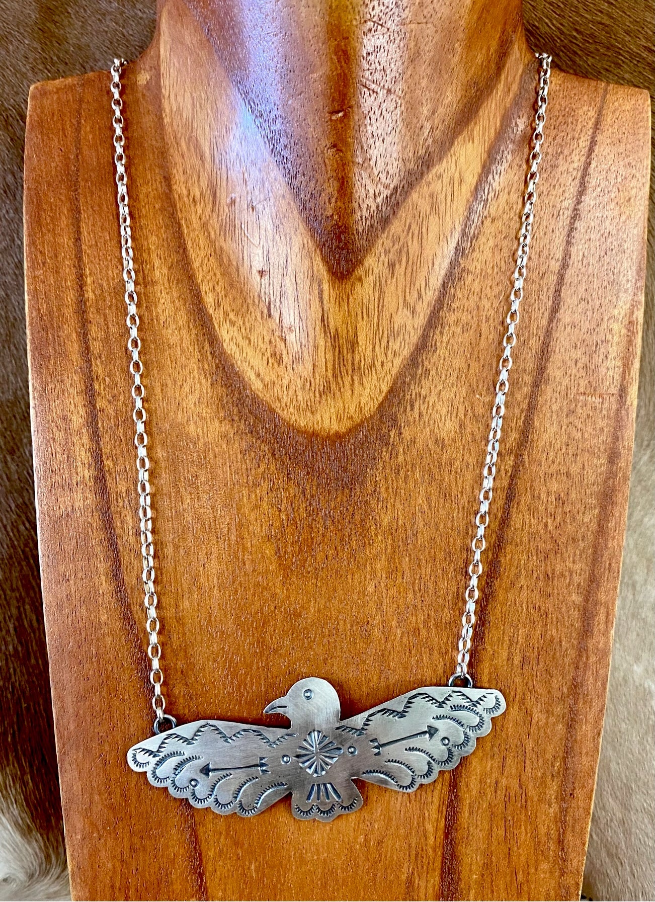 The Silver Thunderbird Pendant Necklace By Karlene Goodluck
