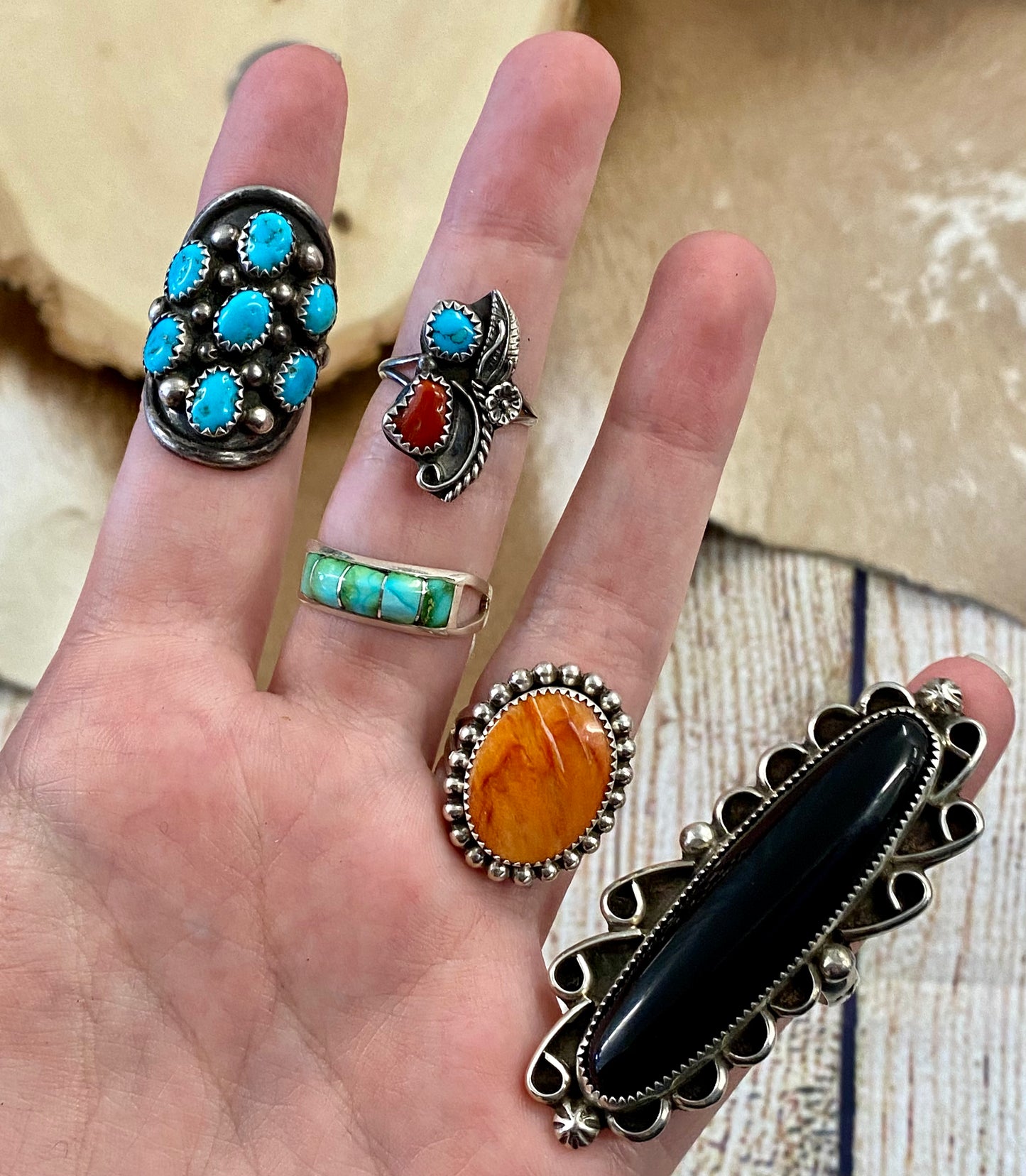 The Jenny Turquoise & Coral Ring (Size 5)