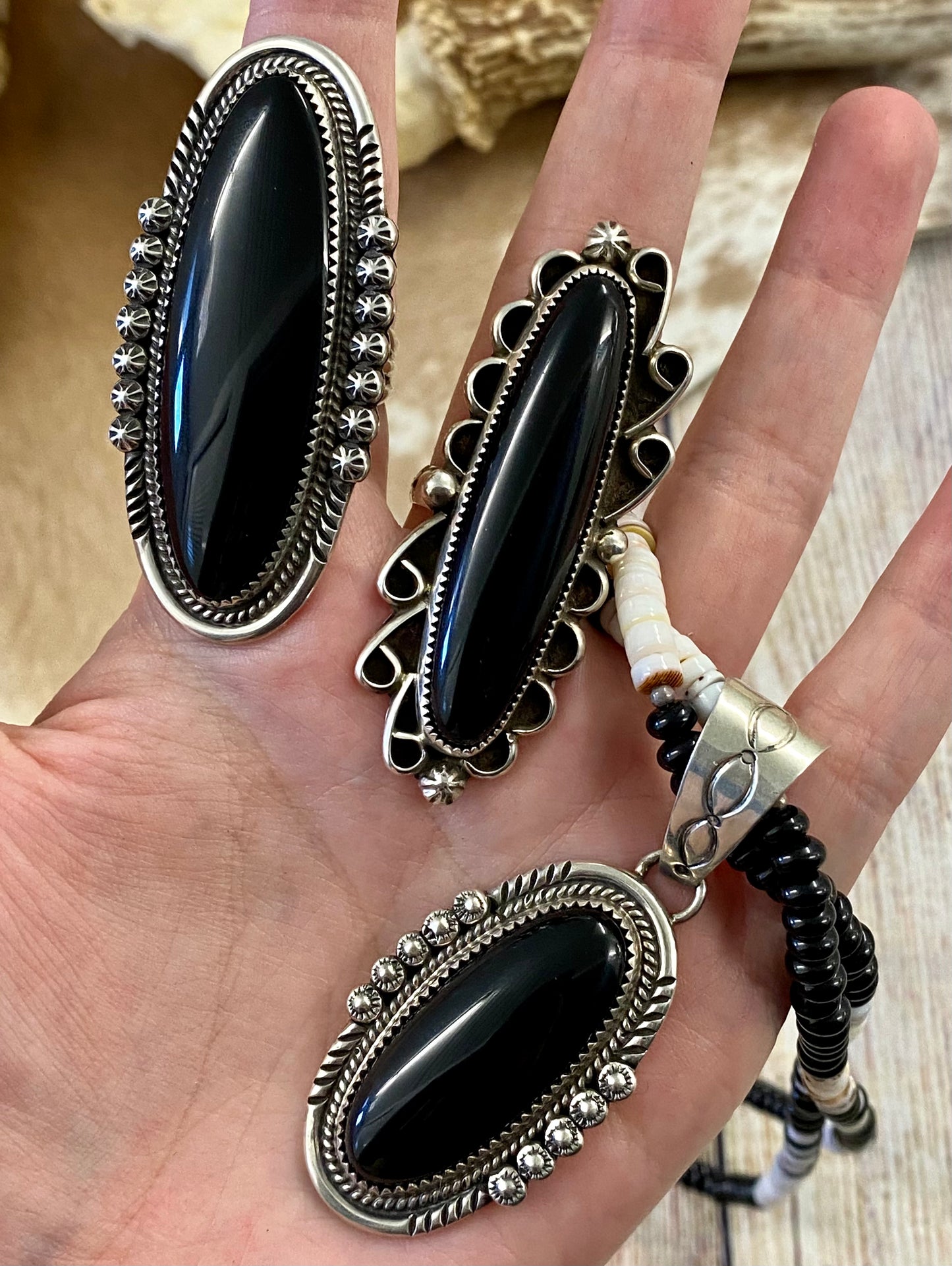 The Jasmine Black Onyx Ring (Size 8.5) By Phillip Yazzie