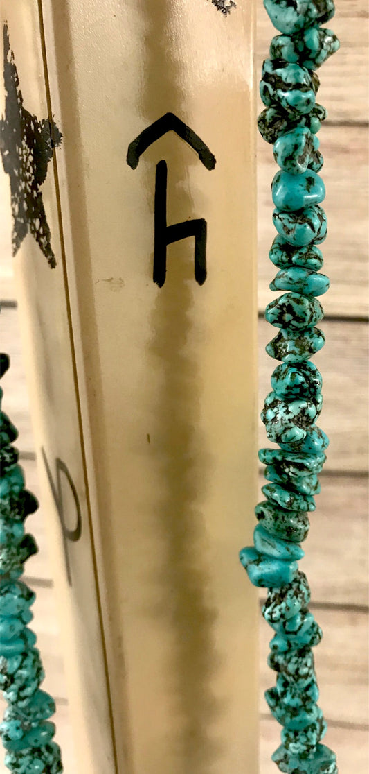 The Tucumcari Necklace - Ny Texas Style Boutique Single turquoise strand sterling silver clasp Native made necklace. This one of a kind necklace is beautiful with the variation of color throughout each stone. The perfect piece to layer with other necklaces and/or add a pendant too! Size: 27" Inches Length Stone: Turquoise