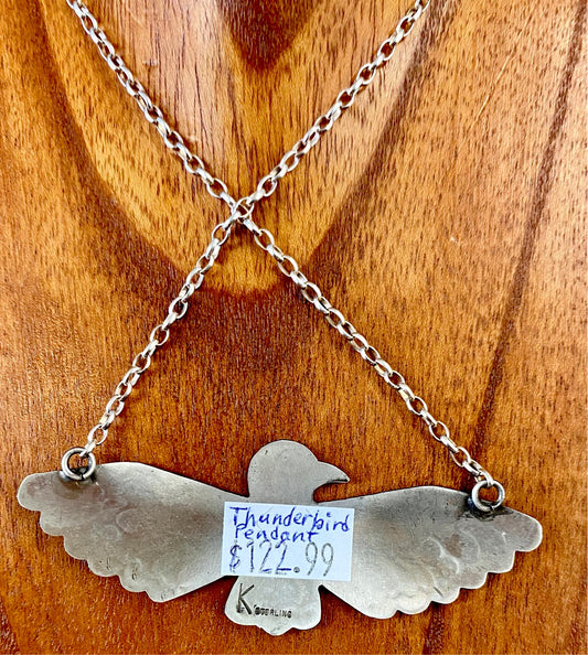 The Silver Thunderbird Pendant Necklace By Karlene Goodluck - NY Texas Style Boutique