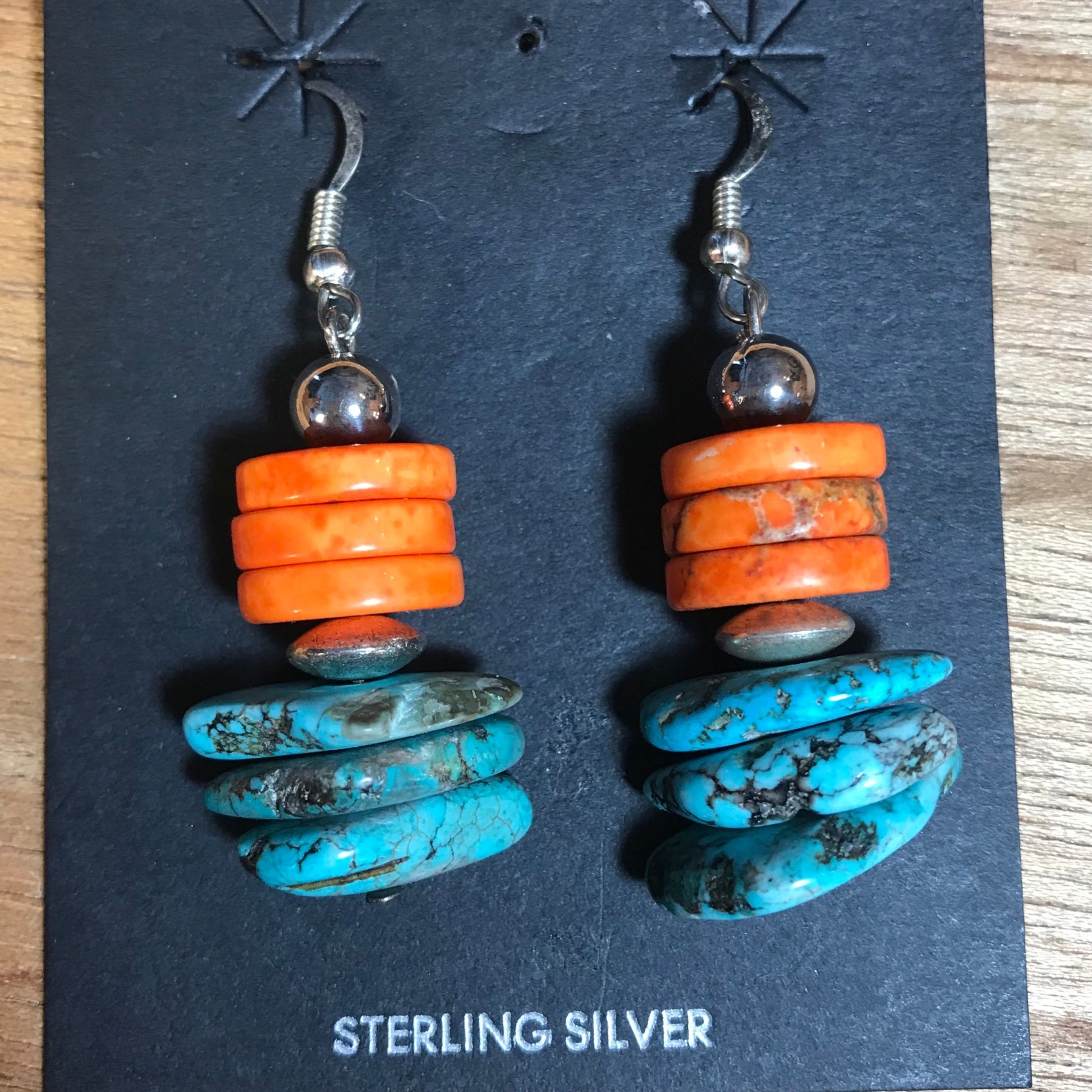 Spiny Oyster and Turquoise Earrings
