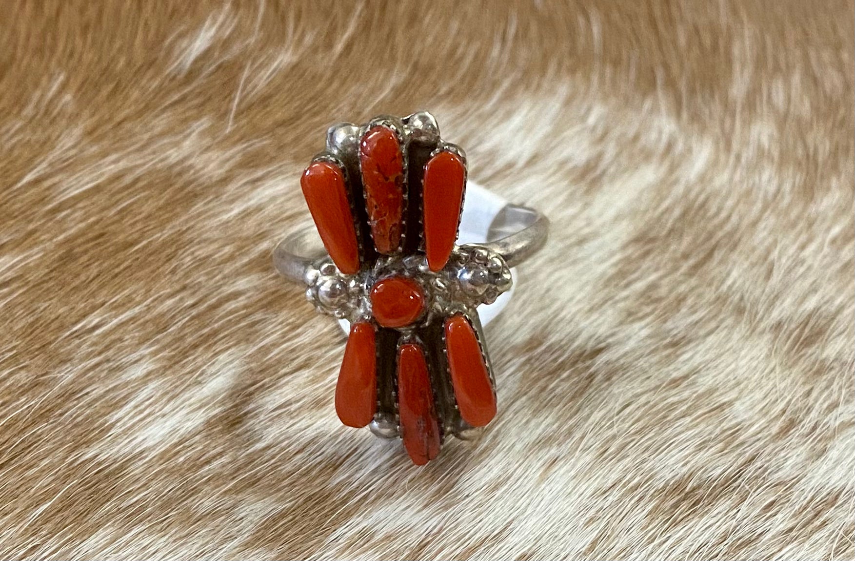 Navajo Sterling Silver store Red Coral Cluster Ring