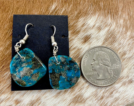 The Buckaroo Turquoise Slab Earrings - Ny Texas Style Boutique