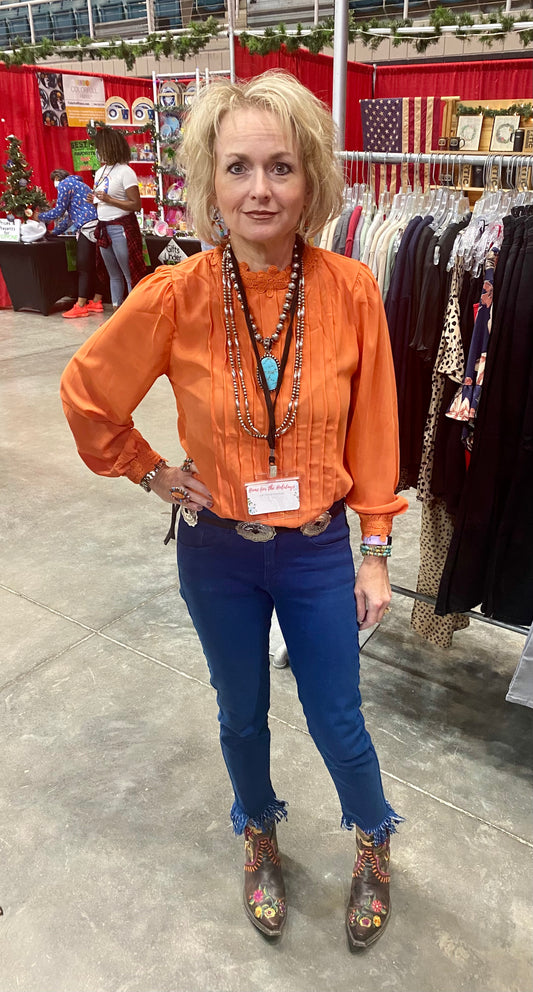 The Neely Orange Blouse - NY Texas Style Boutique