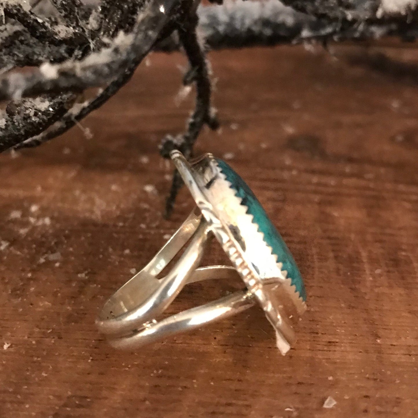 Stamped sterling and signed AB JR by Native American artist silversmith Allen Boy Jr. turquoise ring. Men's Western Turquoise Ring | Women's Western Jewelry | Sterling Silver Native American Ring | Round Oval Turquoise Ring Size 10 | Turquoise Native Made Ring | Western Jewelry Ring | Sterling Silver Turquoise Ring