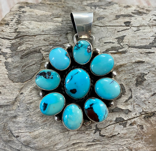 The Lucky Cowgal Red Mountain Turquoise Pendant By Arnold & Karlene Goodluck