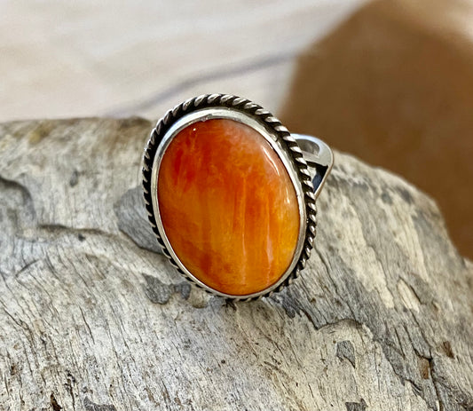 The Loretta Orange Spiny Ring (Size 9) By Karlene Goodluck