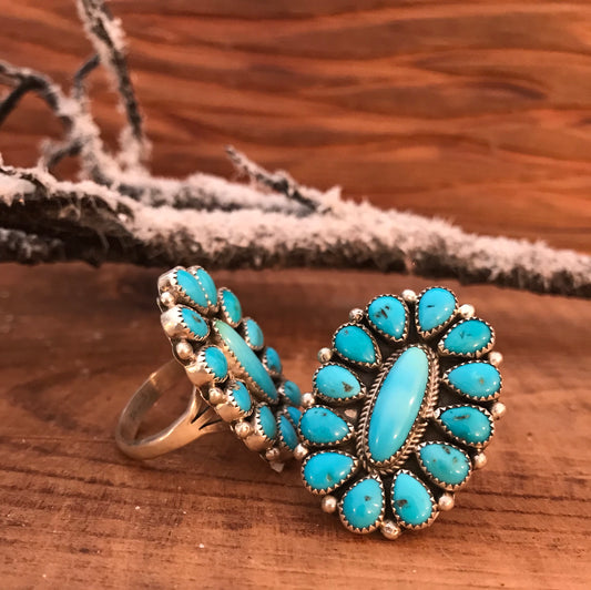 The Beauty Turquoise Cluster Ring (Size 11) - Ny Texas Style Boutique