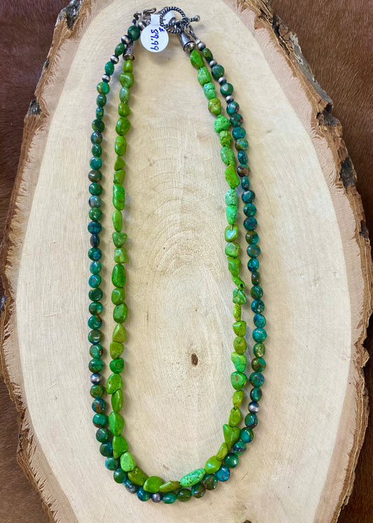 Authentic light green turquoise sterling silver 18” inch length beaded single strand necklace with hook clasp. The perfect piece of jewelry to add to your jewelry collection. Wear alone or layered with other necklaces. Add a pendant for a different look. This necklace will be a wonderful gift to a loved one or yourself!