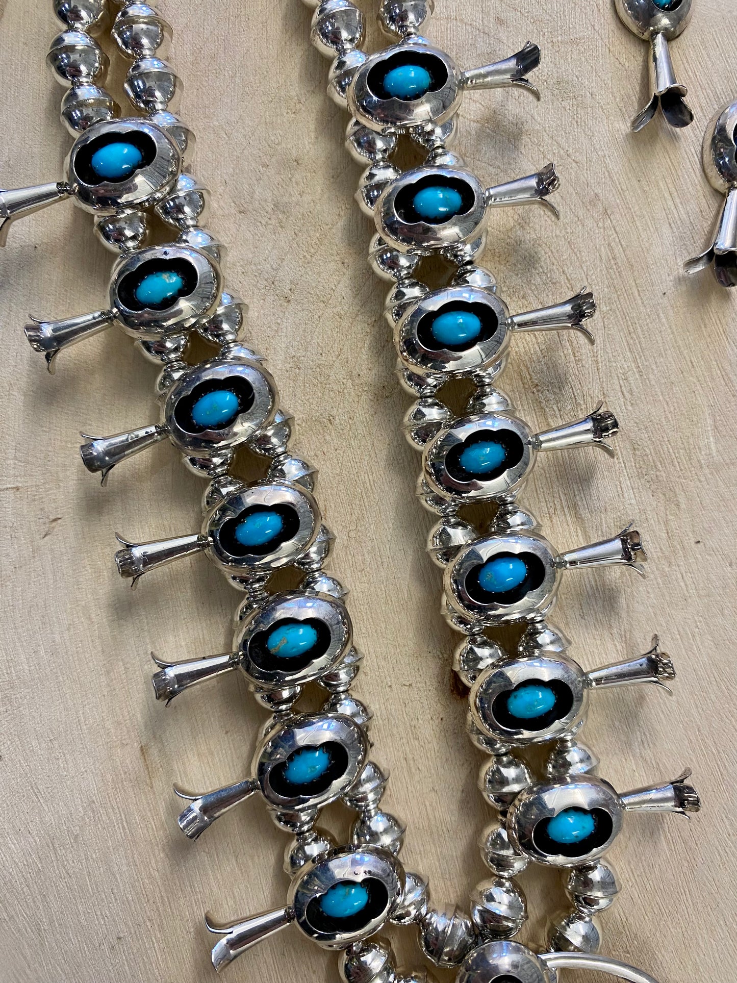 The Turquoise Squash Blossom & Earrings Set Signed PG