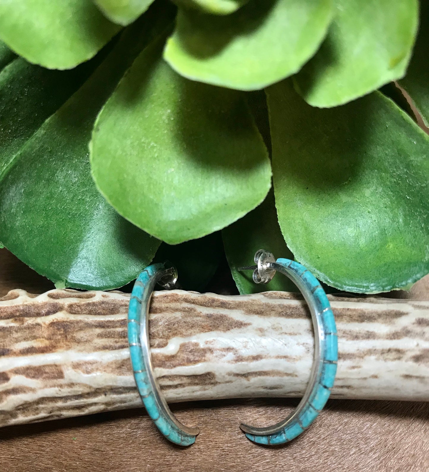 Neon Blues Post Inlaid Turquoise Earrings - Ny Texas Style Boutique