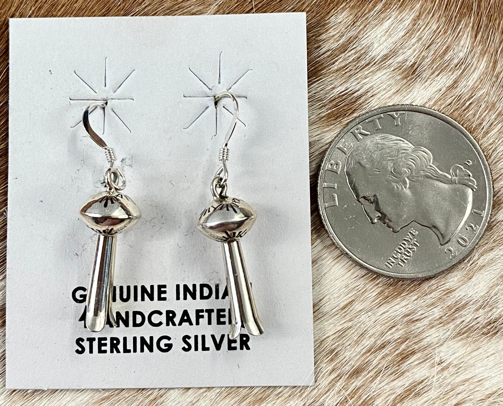 Sterling silver native made small hook blossom lightweight beautiful earrings. These simple but elegant earrings are perfect for everything from casual everyday wear to dressing up events.   Size: 1" Inch Length  Signed: Unsigned