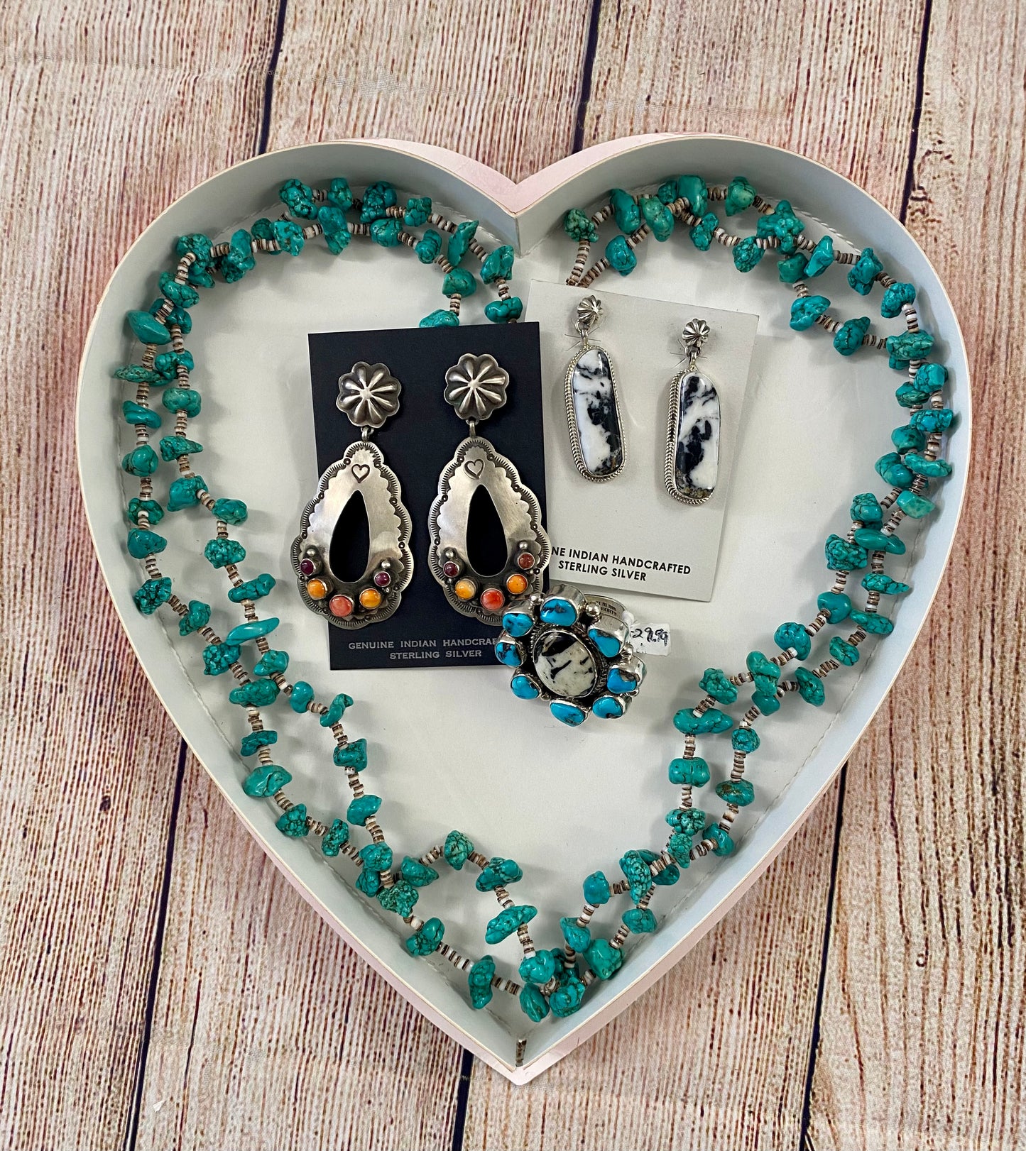 The Turquoise & White Buffalo Ring (Adjustable) Signed By B. Shorty
