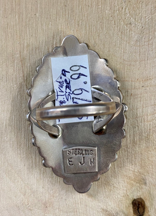 Authentic handmade turquoise sterling silver unique cluster ring. Stamped sterling and signed EJW by artist silversmith on back. This size 9 ring is stunning and unique, the color variation throughout this piece is especially beautiful. Native American Turquoise Ring, Western Turquoise Rings, Western Jewelry, NFR Style