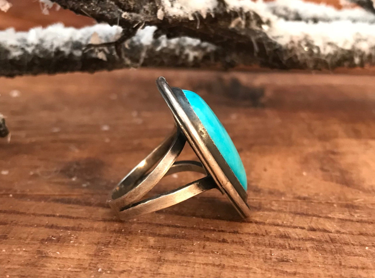 The Honky Tonk Turquoise Ring (size 8.5) - Ny Texas Style Boutique Classic Native American Made Sterling Silver Turquoise Ring Size 8.5Kingman turquoise single stone native made beautiful everyday ring. This ring will make a splash in any jewelry collection. Size: 1.25” inches length Ring Size: 8.5 Stone: Kingman Turquoise
