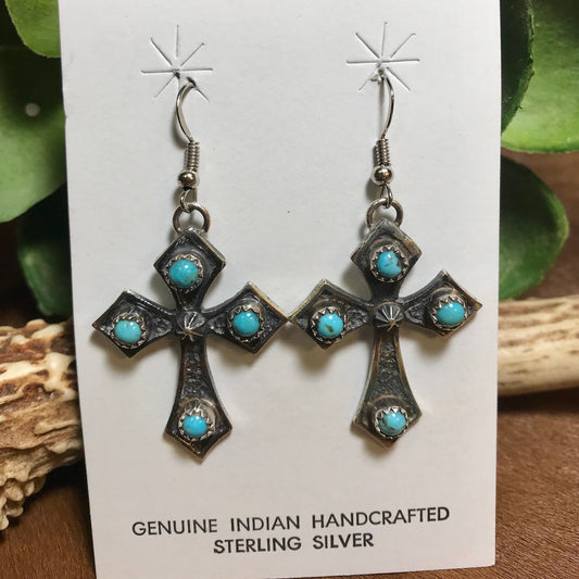Have Faith Turquoise Cross Earrings - Ny Texas Style Boutique