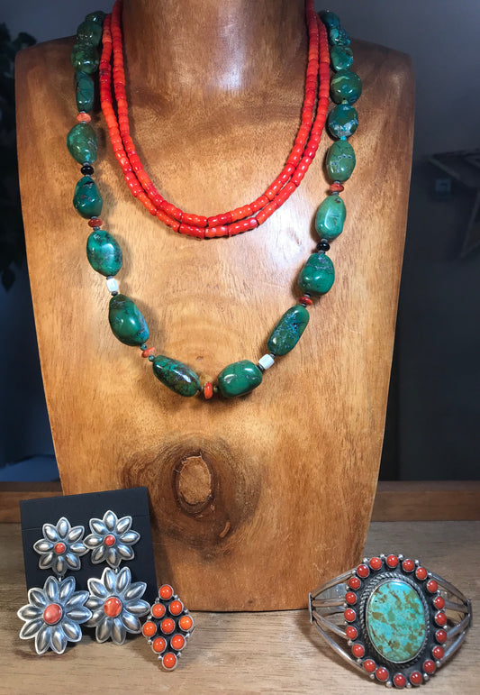 The Fireman Coral Beaded Necklace - Ny Texas Style Boutique